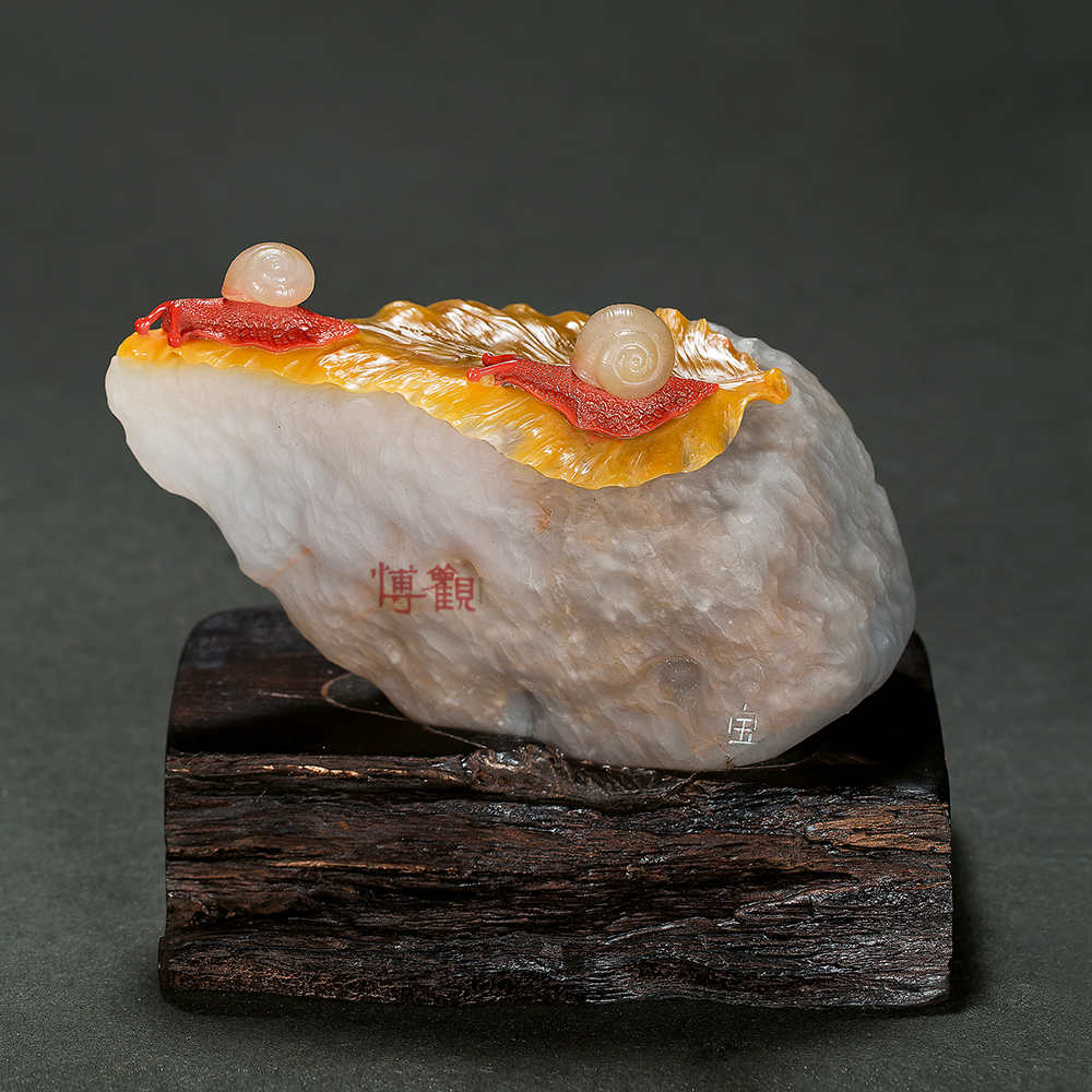 郑继宝工坊 石英岩玉安居乐业摆件